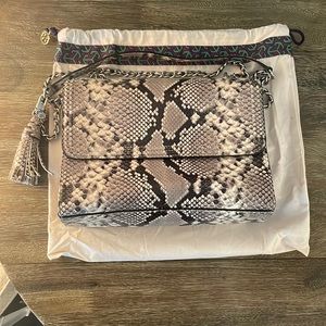 Tory Burch snakeskin Fleming convertible bag